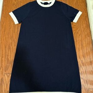 Retro old money zara navy blue white trim mini dress size sm